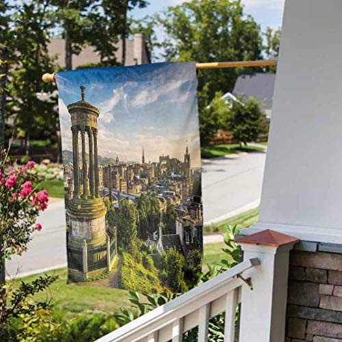 Cityscape Personalized Garden Flag Seasonal Spring Easter Mothers Day Decoration Edinburgh Town Aerial View of Historical Buildings Heritage Panorama Art Fern Green Blue Tan House Size-28 by 40 inch Cityscape Personalized Garden Flag Seasonal Spring Easter Mothers Day Decoration Edinburgh Town Aerial View of Historical Buildings Heritage Panorama Art Fern Green Blue Tan House Size-28 by 40 inch