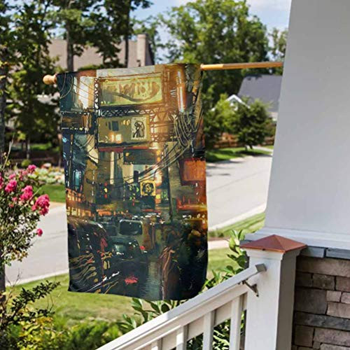Landscape Personalized Garden Flag Seasonal Spring Easter Mothers Day Decoration Cityscape of a Metropolitan Colorful Traffic Jam Crowded Image Photograph Print Multicolor House Size-28 inch by 40 inch Landscape Personalized Garden Flag Seasonal Spring Easter Mothers Day Decoration Cityscape of a Metropolitan Colorful Traffic Jam Crowded Image Photograph Print Multicolor House Size-28 inch by 40 inch