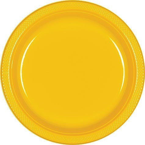 Bulk Round Plastic Plates - 50ct -7 inch Yellow-