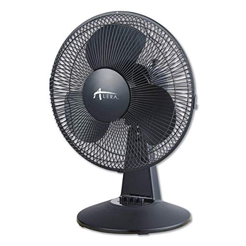 Alera FAN122B 12-Inch 3-Speed Oscillating Desk Fan Plastic Black