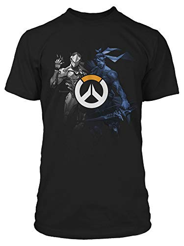 JINX Overwatch World of Conflict -Genji  and  Hanzo- Mens Gamer Graphic T-Shirt Black XX-Large