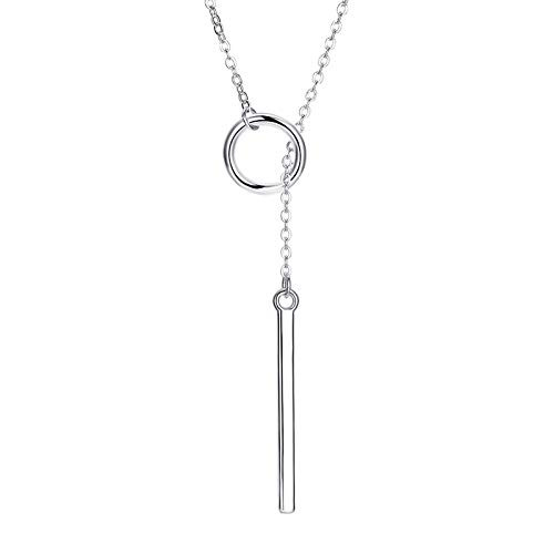 BJGCWY 925 Sterling Silver Jewelry Circle Strip Long Chain Necklace Pendants for Women Fashion Sterling Silver Jewelry BJGCWY 925 Sterling Silver Jewelry Circle Strip Long Chain Necklace Pendants for Women Fashion Sterling Silver Jewelry