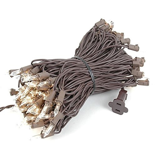 Novelty Lights 100 Light Clear Christmas Mini String Light Set Brown Wire Indoor/Outdoor UL Listed 50 Long