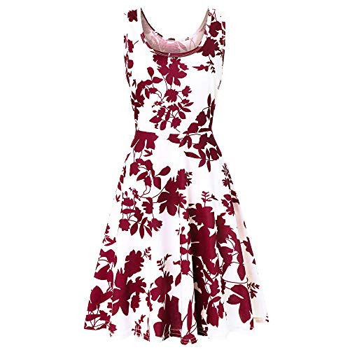 KYLEON Womens Dresses Vintage Floral Sleeveless A Line Summer Party Beach Casual Elegant Midi Flared Tank Swing Dress