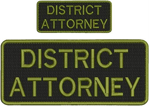 District Attorney Patch Set Hook Back od Green Letters 4x10 and 2x5 inches