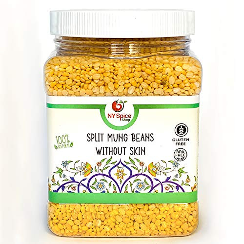 100 percent Natural Indian Split Yellow Mung lentils - Protein and Fiber Rich Moong Dal Beans Split Mung Beans Without Skin Yellow split peas -3 Pound -3lbs- pack of Moong Dal by NY SPICE SHOP 100 percent Natural Indian Split Yellow Mung lentils - Protein and Fiber Rich Moong Dal Beans Split Mung Beans Without Skin Yellow split peas -3 Pound -3lbs- pack of Moong Dal by NY SPICE SHOP