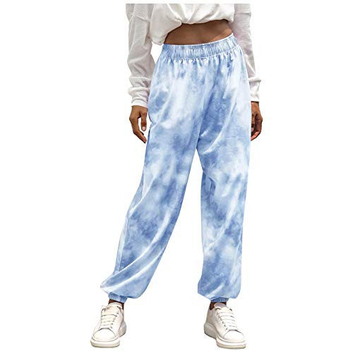 SGYH Womens Active Pants Elastic Waist Tie-Dye Sweatpants for Running Exercise Workout Joggers Lounge Pants Relaxed Fit for Women Casual Stretch Workout Trousers BlueS