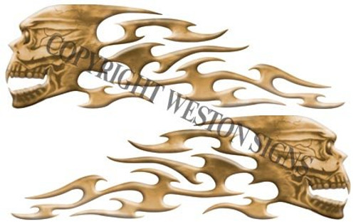 Brown/Tan Motorcycle Gas Tank Tribal Skull Flames - 5.5 inch h x 18 inch w Brown/Tan Motorcycle Gas Tank Tribal Skull Flames - 5.5 inch h x 18 inch w