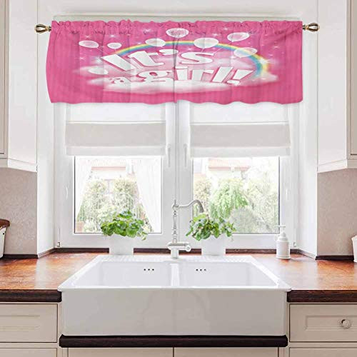 carmaxs Gender Reveal Print Valance Its A Girl Quote with Rainbow Balloons and Clouds Happy Baby Kids Birth 42 inch x 18 inch Pale Pink carmaxs Gender Reveal Print Valance Its A Girl Quote with Rainbow Balloons and Clouds Happy Baby Kids Birth 42 inch x 18 inch Pale Pink