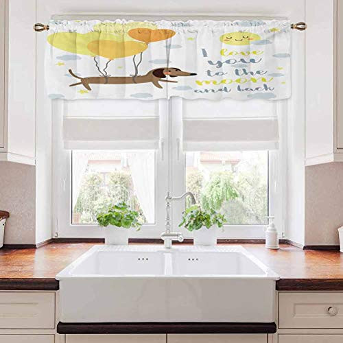 carmaxs Love You Bedroom Valances for Windows Cute Dog with Balloons and Hearts Sun Clouds Puppy Baby Best Friends 42 inch x 18 inch Yellow Cocoa Blue Grey carmaxs Love You Bedroom Valances for Windows Cute Dog with Balloons and Hearts Sun Clouds Puppy Baby Best Friends 42 inch x 18 inch Yellow Cocoa Blue Grey