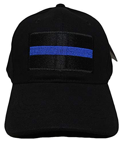 Ks Novelties Thin Blue Line Police Law Enforcement Patch Black Embroidered Hat Cap -RUF-