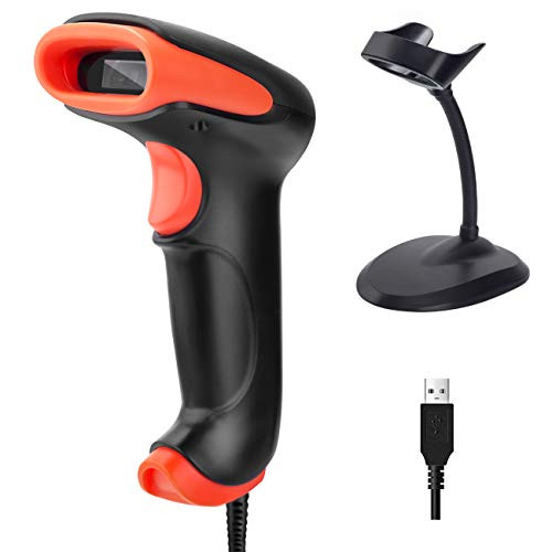Tera 2D Barcode Scanner with Stand Wired USB 2.0 Handheld Read 2D QR Code Scanner Data PDF417 Matrix 1D Bar Code CMOS Image Barcode Reader for Windows Mac Linux Plug and Play