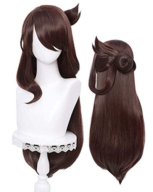 PWEINCY Long Brown Wig for Beidou Genshin Impact Cosplay Halloween Party Costume Wigs