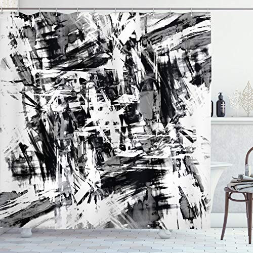 Ambesonne Black and White Shower Curtain Old Grunge Style Abstract Art with Brushstrokes Chaos Image Print Cloth Fabric Bathroom Decor Set with Hooks 70 inch Long Black Grey Ambesonne Black and White Shower Curtain Old Grunge Style Abstract Art with Brushstrokes Chaos Image Print Cloth Fabric Bathroom Decor Set with Hooks 70 inch Long Black Grey