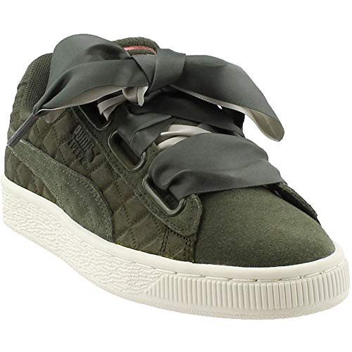 PUMA Womens Suede Heart Quilted Lace Up Sneakers Shoes Casual - Green - Size 8 B