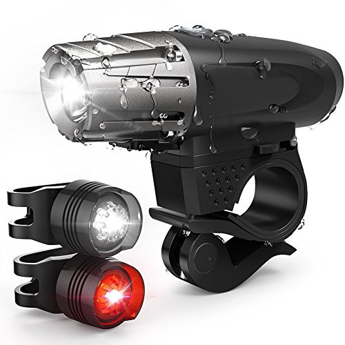 BESTSUN Bike Light Set USB Rechargeable Bicycle Headlight  and  Tail Light Bike Front Lights Back Rear Lights Safety Flashlight Water Resistant Easy to Install for Kids Men Women Night Road Cycling