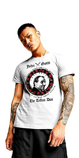 John Gotti T-Shirt Gangster Mafia Mob The Teflon Don -Small- White
