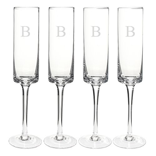 Cathy's Concepts Personalized Contemporary Champagne Flutes, Set of 4, Letter B