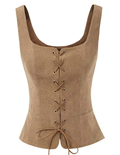 SCARLET DARKNESS Womens Renaissance Vest Waistcoat Steampunk Victorian Tailcoat Brown XL