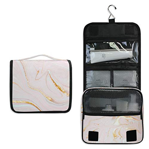 ALAZA Rose Gold Marble Abstract Fantasy Travel Toiletry Bag Hanging Multifunction Cosmetic Case Portable Makeup Pouch Organizer with Hook ALAZA Rose Gold Marble Abstract Fantasy Travel Toiletry Bag Hanging Multifunction Cosmetic Case Portable Makeup Pouch Organizer with Hook