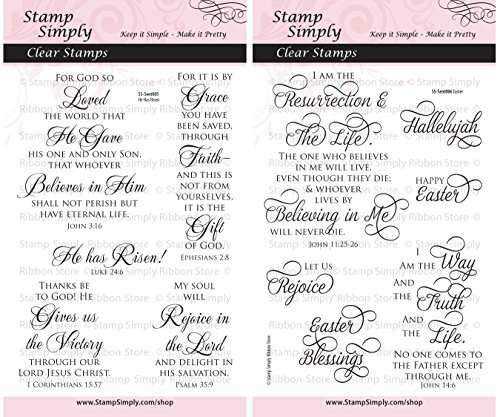 Stamp Simply Clear Stamps Group of 2 Sets Easter Scripture Christian Religious 4x6" Sheets - 11 Pieces