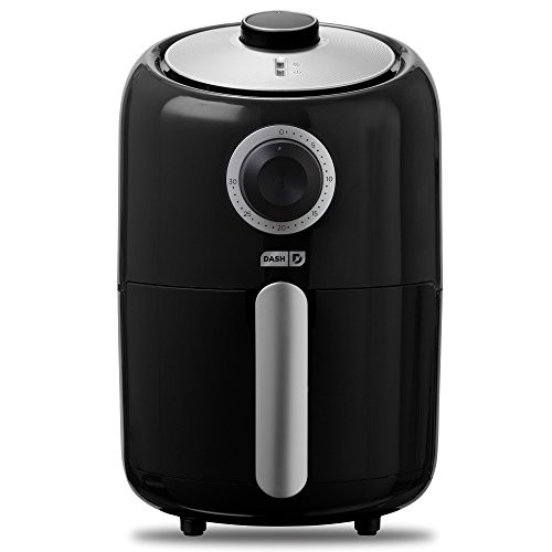 Dash Compact Air Fryer 1.2 L Electric Air Fryer Oven Cooker with Temperature Control, Non Stick Fry Basket, Recipe Guide + Auto Shut off Feature - Black