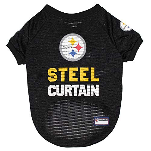 Pets First NFL Pittsburgh Steelers Raglan Jersey Steel Curtain - X-Small. Cutest Football Jersey for Dogs  and  Cats