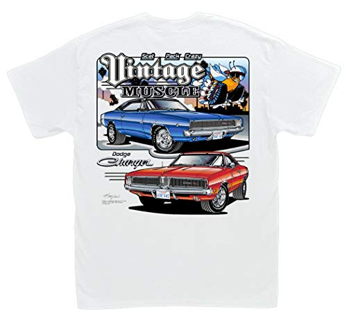 Dodge Charger Vintage Muscle White T-Shirt XXL - R/T HEMI Scat Pack 1968 1969