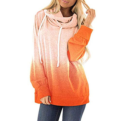 KINGOLDON Womens Casual Hooded Tie Dyes Print Sweatshirt Loose Drawstring Pullover Hoodies Orange