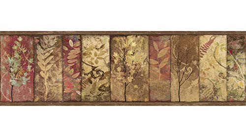 Chesapeake TLL01552B Lillinonah Brown Foliage Border Wallpaper