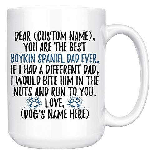 Personalized Boykin Spaniel Dog Dads Boykin Dog Owner Coffee Mug Swamp Poodle Dogs For Men LBD -Little Brown Dog- Dad Present Boykin Spaniel Daddy Coffee Mug -15 oz-