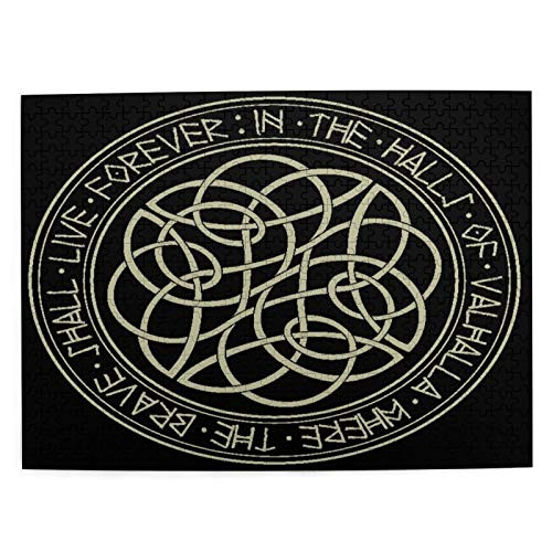 Jigsaw Puzzles 500 PiecesScandinavian Pattern And Circle Of Norse Runes IsolatedFamily Large Puzzle Game Artwork and Great Gifts for Adults Teens Kids