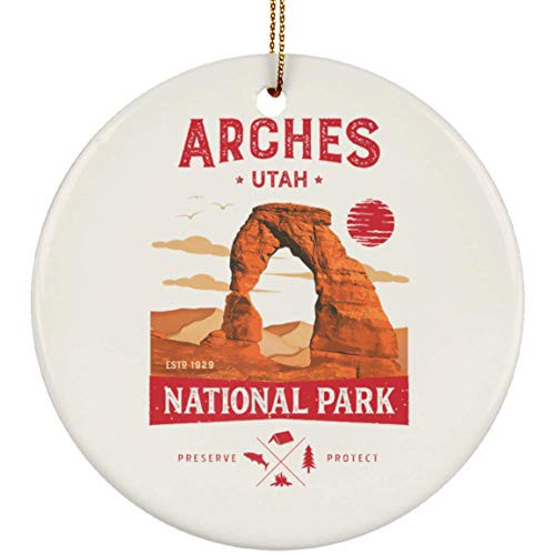 DATDesigns Arches National Park Delicate Arch Vintage Utah Gift SUBORNC Circle Ornament - Christmas Ornament Gifts DATDesigns Arches National Park Delicate Arch Vintage Utah Gift SUBORNC Circle Ornament - Christmas Ornament Gifts