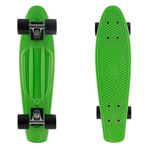 Retrospec Quip Skateboard 22.5 inch Classic Plastic Mini Cruiser Complete Skateboard w/ABEC 7 Bearings Green/Black -3377-