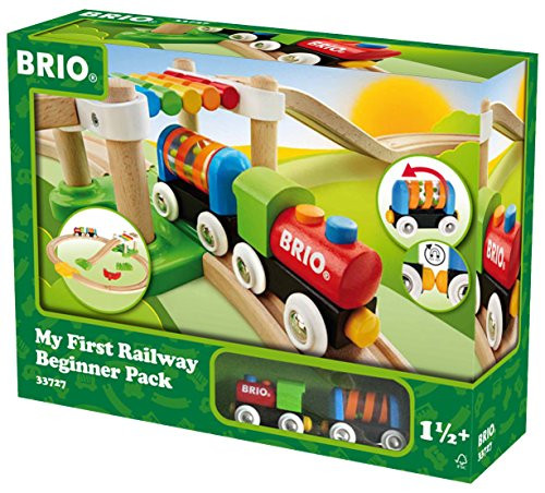 Brio My First Railway Beginner Pack Wooden Toy Train Set - Made with European Beech Wood and Works with all Wooden Railway Sets Brio My First Railway Beginner Pack Wooden Toy Train Set - Made with European Beech Wood and Works with all Wooden Railway Sets