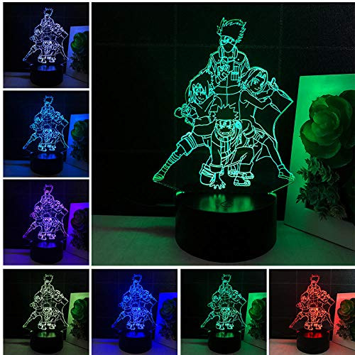 3D Night Light Anime Naruto Uzumaki 3D Led Night Light Team 7 Sasuke Kakashi Hatake Itachi Uchiha USB Touch Sensor 3D Lamp Child Xmas Kids Gift CCCMS