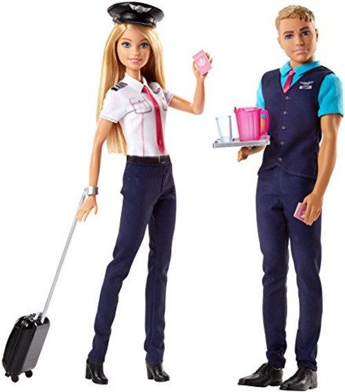 Barbie Pink Passport Ken and Barbie Pilot Doll and Accessory Set - 2 Doll Pack
