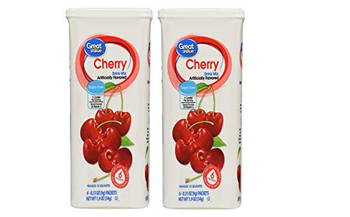 Great Value Cherry Drink Mix 1.9 Oz- 6 Packets -Pack of 2- - SET OF 4 Great Value Cherry Drink Mix 1.9 Oz- 6 Packets -Pack of 2- - SET OF 4