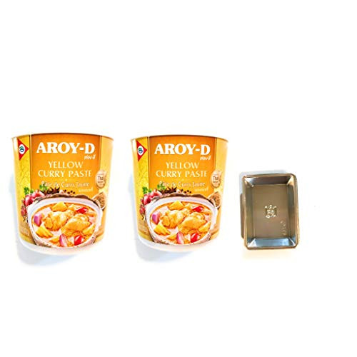 Aroy-D Yellow Curry Paste 14 Oz-2 Pack- And 2 Soy Sauce Dish