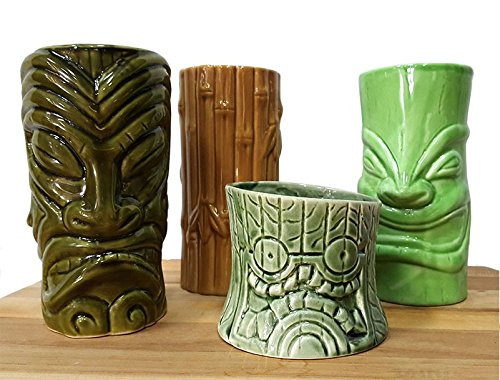 BarConic Tiki Mugs Drinkware Package 4 - Set of 4