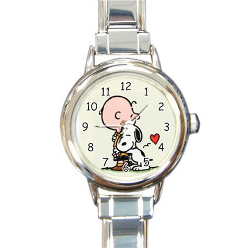 Snoopy The Peanuts and Charlie Brown Hugging Round Italian Charm Watch Snoopy The Peanuts and Charlie Brown Hugging Round Italian Charm Watch