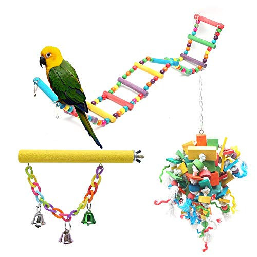 Alinory with Hook Easy to Install Non-Toxic Chewing Toy 3PCS Bird Toy Bird Chewing Toy Bird Hanging Toy Biting Toy for Parrots Birds