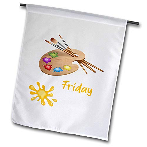 3dRose Artist Palette Brushes A blot of Yellow Paint. Friday Text - Flags -fl_326140_2-