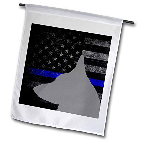 3dRose Gray Silhouette of German Shepherd Dog on Distressed Blue line Flag. - Flags -fl_336754_2- 3dRose Gray Silhouette of German Shepherd Dog on Distressed Blue line Flag. - Flags -fl_336754_2-