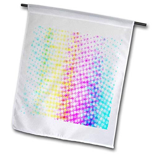 3dRose Lens Art by Florene - Digital Geometric Paintings - Image of Overlapping Circles of Aqua Fuchsia Yellow Green - 18 x 27 inch Garden Flag -fl_321250_2-