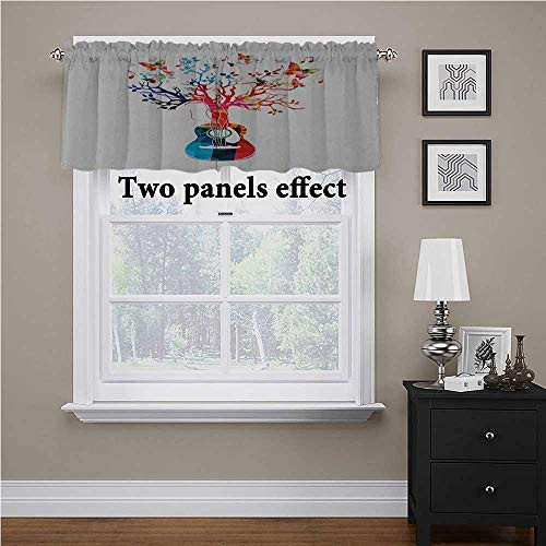 Guitar Window Scarf Colorful Musical Composition with Guitar Tree and Butterflies Artistic Inspiration for Bathroom/Kitchen Windows Multicolor 42 inch x 18 inch