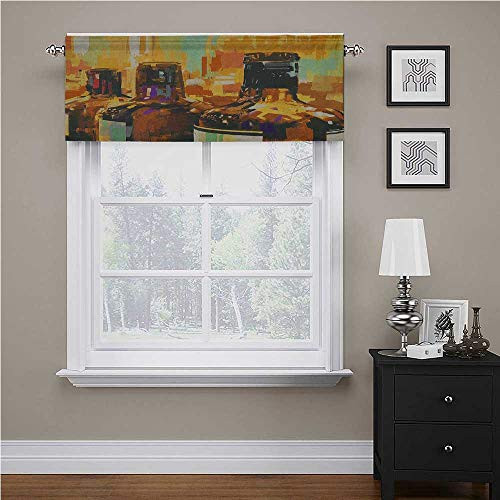 Wine Bathroom Curtains Window Colorful Painting Style Bottles of Wine with Vivid Bruststrokes Beverage Artwork Print for Small Windows Multicolor 42 inch x 18 inch