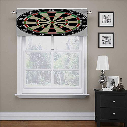 Interestlee Sports Print Valance Dart Board Numbers Sports Accuracy Precision Target Leisure Time Graphic for Small/Kitchen/Bathroom Window Vermilion Green Black 42 inch x 18 inch