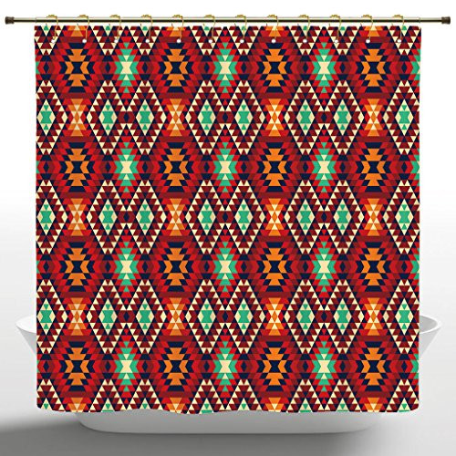 iPrint Cool Shower Curtain Native AmericanGeometric Triangle Aztec Tribal Motif Zig Zag Folk Art Style Ethnic PrintMulticolorHeavy-Duty Fabric Shower Curtains