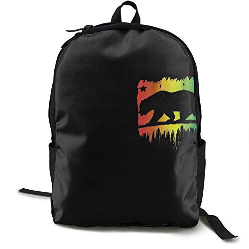 NiYoung Men Women Backpack Stylish Backpacks for Sports Outdoors Running with Adjustable Shoulder Straps Durable Rasta California Republic Red Yellow Green Black Laptop Backpack